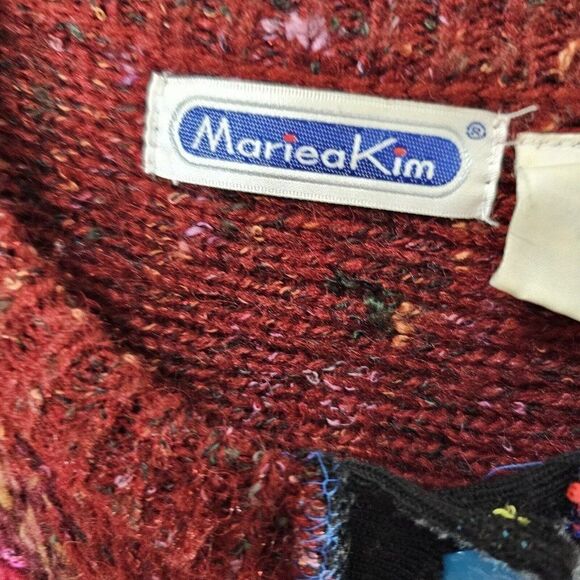 Vintage 80s Mariea Kim Dress Womens Size Large Purple Pink Sweater Art to Wear - Picture 6 of 8